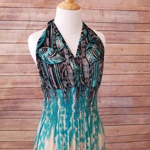 🌴☀️NWOT. Teal and black maxi dress🌴☀️